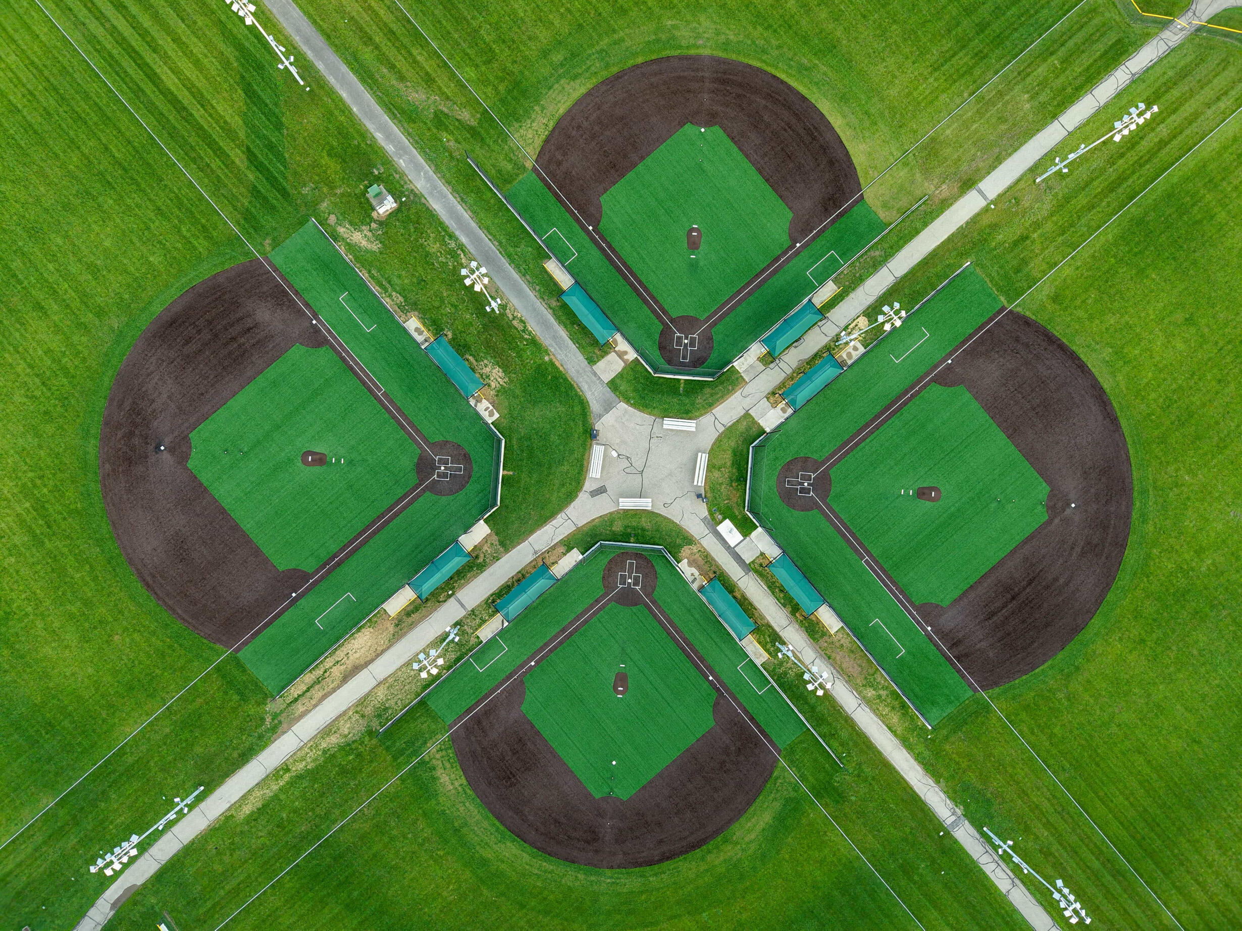Riverside Park baseball fields top-down view Riverside Park baseball fields top-down view